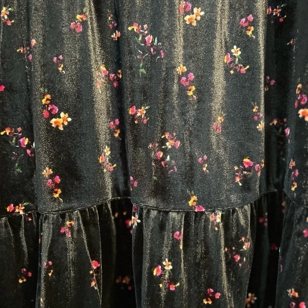 NWT Old Navy girls size large (10-12) black/floral soft velour dress